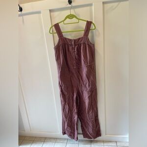 Old Navy Women’s Linen Rust Jumper with Button Front & Smocked Back Size Medium